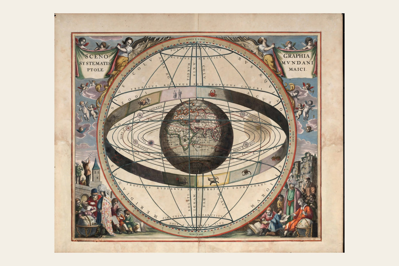 Cellarius celestial hemispheres star map print