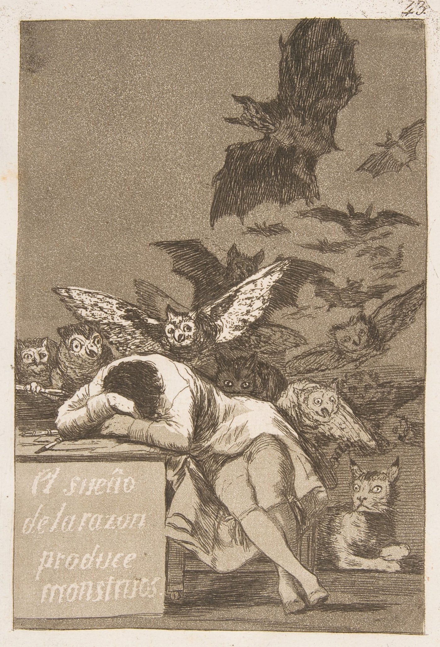 Goya The Sleep of Reason Produces Monsters etching — gothic wall art