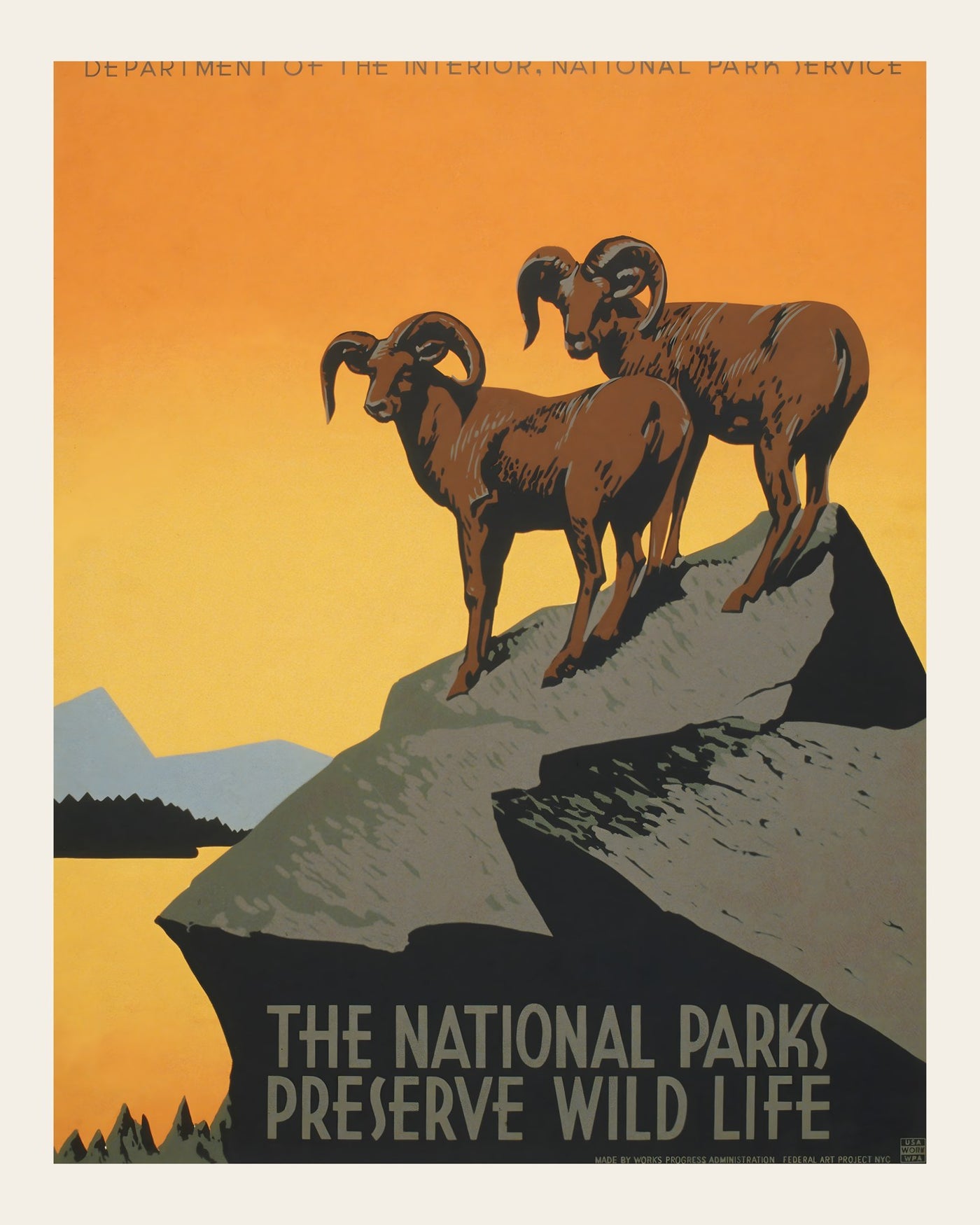 WPA National Parks wildlife travel poster