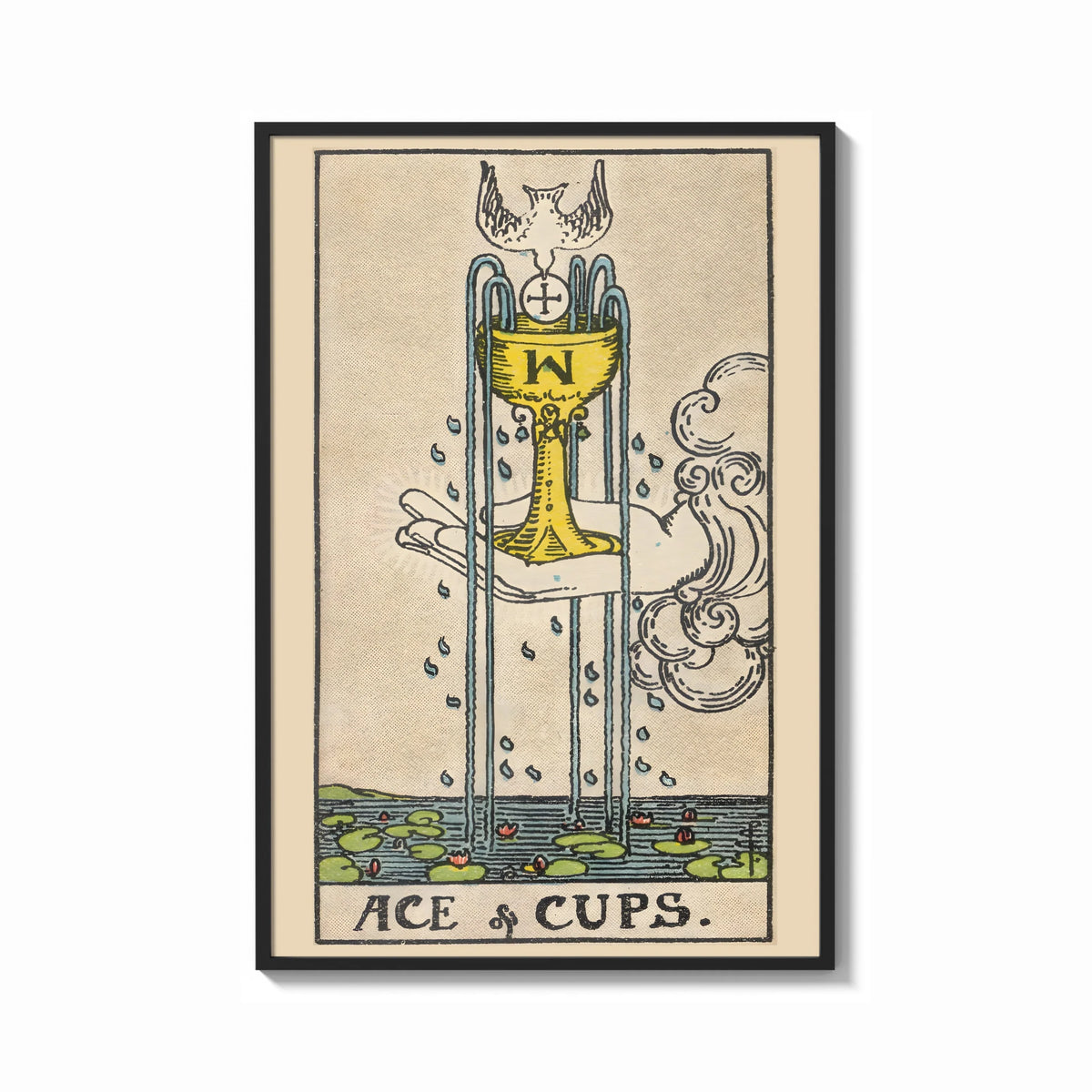 The Ace of Cups card from the 1909 tarot deck as a framed art print