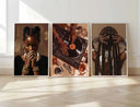 Black Woman Art Poster Set of 3 featuring Afrocentric beauty and strength, perfect for vibrant home decor.