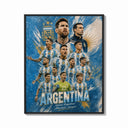 Framed Argentina national football team players print shown as a bold statement piece on a clean gallery wall