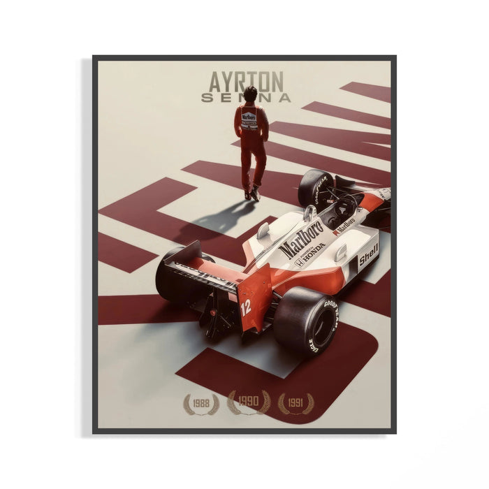 Formula 1 driver walking away from a red and white McLaren race car parked on the track