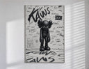 KAWS Companion figure standing poster in a slim frame on a bright wall with soft window light