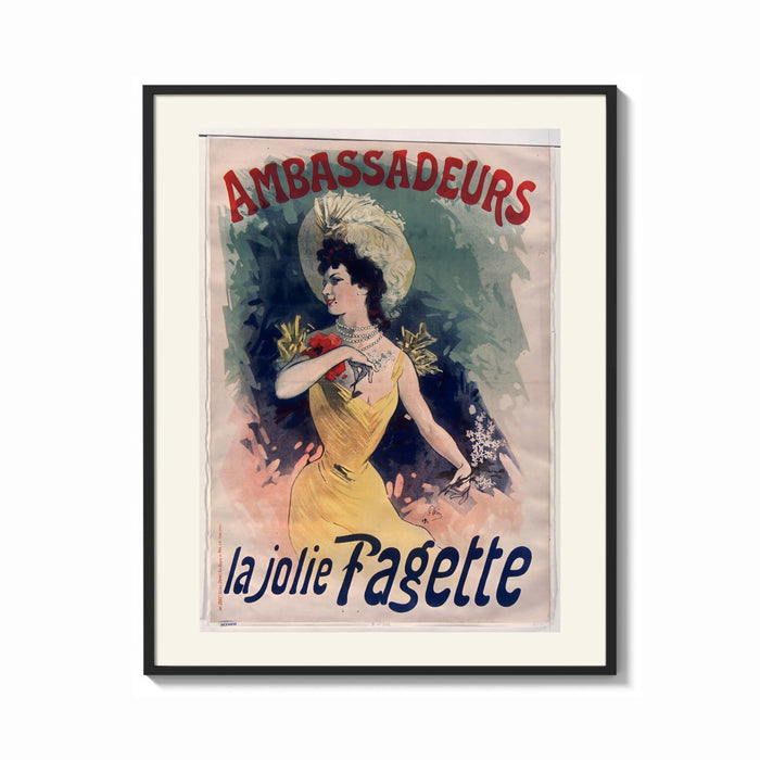 Framed Elegant woman in yellow dress print shown as a bold statement piece on a clean gallery wall