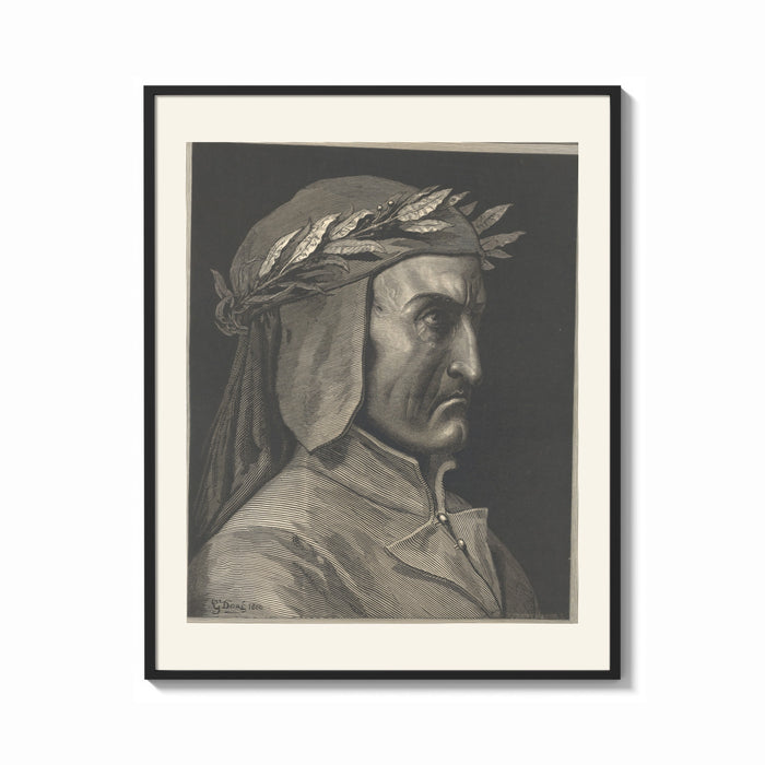 Framed Man wearing laurel wreath in profile print shown as a bold statement piece on a clean gallery wall