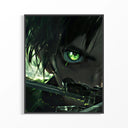 Framed Anime boy with green eye print displayed as a statement piece