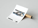 Fragment typography sneaker poster with Travis Scott Jordan 1 Low and Cactus Jack logo on tube