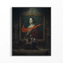 Framed Goya Swoosh poster with classical oil painting, gold frame, and bold red Nike swoosh overlay