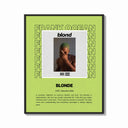 Framed Man covering face album cover print shown as a bold statement piece on a clean gallery wall
