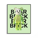 Framed Glow-in-dark skeleton Bearbrick figure print displayed as a statement piece