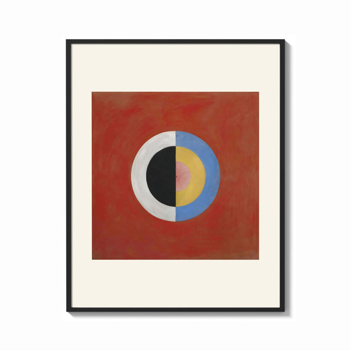 Framed Divided circle with concentric rings print shown as a bold statement piece on a clean gallery wall