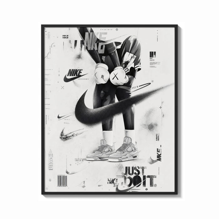Framed KAWS Companion Air Jordan Sneakers framed poster print shown as a bold statement piece on a clean gallery wall