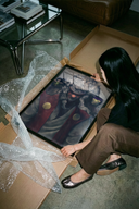 Jiraiya Toad Sage Summoning Naruto print displaying flowing white hair set next to brown cardboard shipping tube
