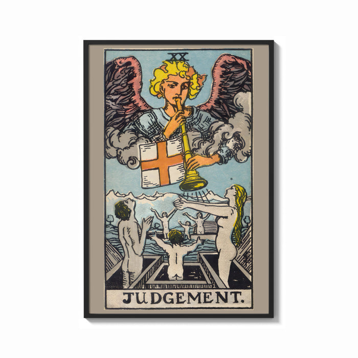 Framed Judgement print shown as a bold statement piece on a clean gallery wall