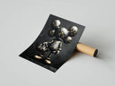 KAWS-inspired figure and gold vault centerpiece in a dark luxury hypebeast triptych art print.