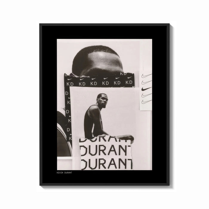 Framed Kevin Durant basketball player portrait print shown as a bold statement piece on a clean gallery wall