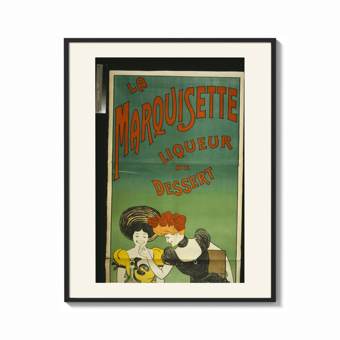 Framed Two elegant women tasting liqueur print shown as a bold statement piece on a clean gallery wall