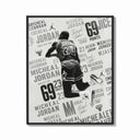 Framed Michael Jordan slam dunk print shown as a bold statement piece on a clean gallery wall