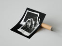 Michael Jordan GOAT 6 Rings Black & White poster showing hand with championship rings, displayed with cardboard tube