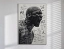 Michael Jordan screaming portrait poster in a slim frame on a bright wall with soft window light