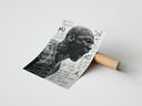 A panel of the Michael Jordan basketball player triptych set rolled beside its kraft shipping tube