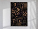 Nico Robin anime character collage poster in a slim frame on a bright wall with soft window light