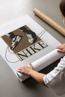 Nike sneakers footwear advertisement poster print laid flat in a styling flatlay