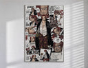 Red-Haired Shanks manga collage poster in a slim frame on a bright wall with soft window light