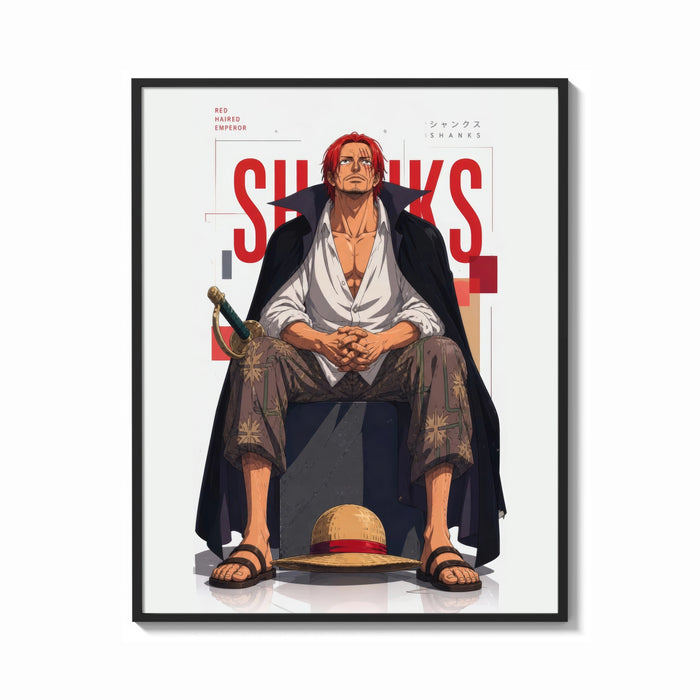 Framed Red-haired man sitting on block print shown as a bold statement piece on a clean gallery wall