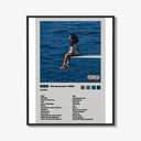 Framed SZA SOS Album Tracklist print shown as a statement piece on a gallery wall