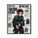 Framed Anime boy wielding katana sword print shown as a bold statement piece on a clean gallery wall