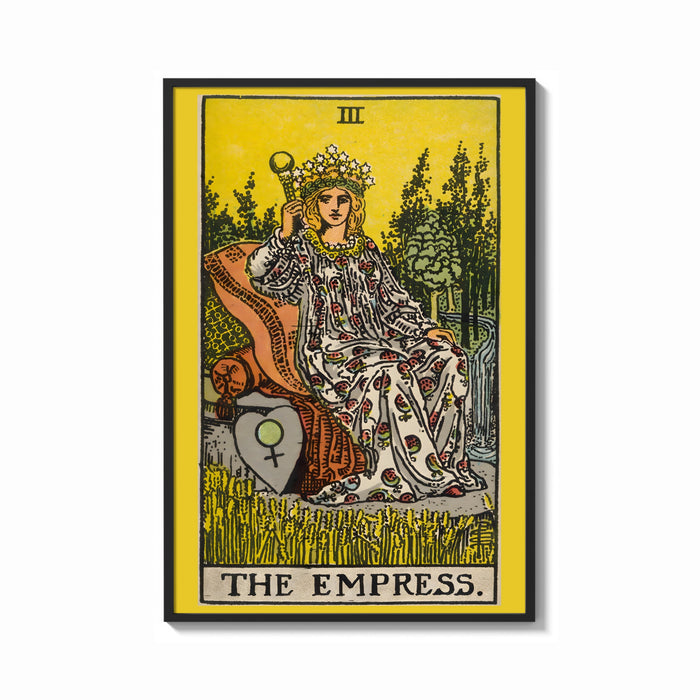 Framed The Empress print shown as a bold statement piece on a clean gallery wall