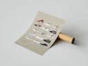The Ten Off-White Nike sneaker collection grid poster partially unrolled from a cardboard tube