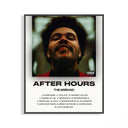 After Hours album poster in black frame on wall lit by warm ambient lighting
