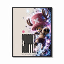 Framed Tony Tony Chopper anime character print shown as a bold statement piece on a clean gallery wall
