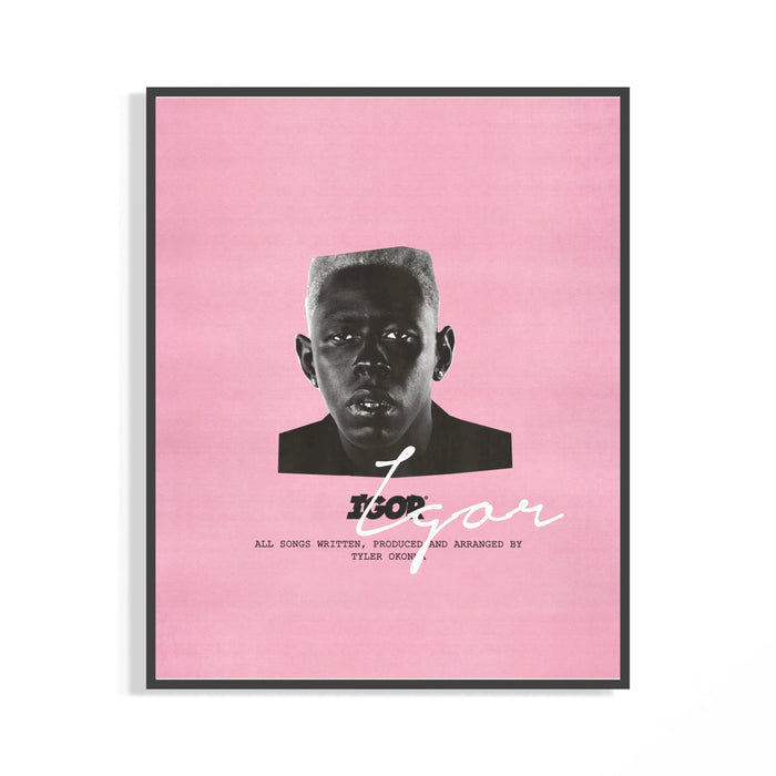 Framed Tyler the Creator IGOR print shown as a statement piece on a gallery wall