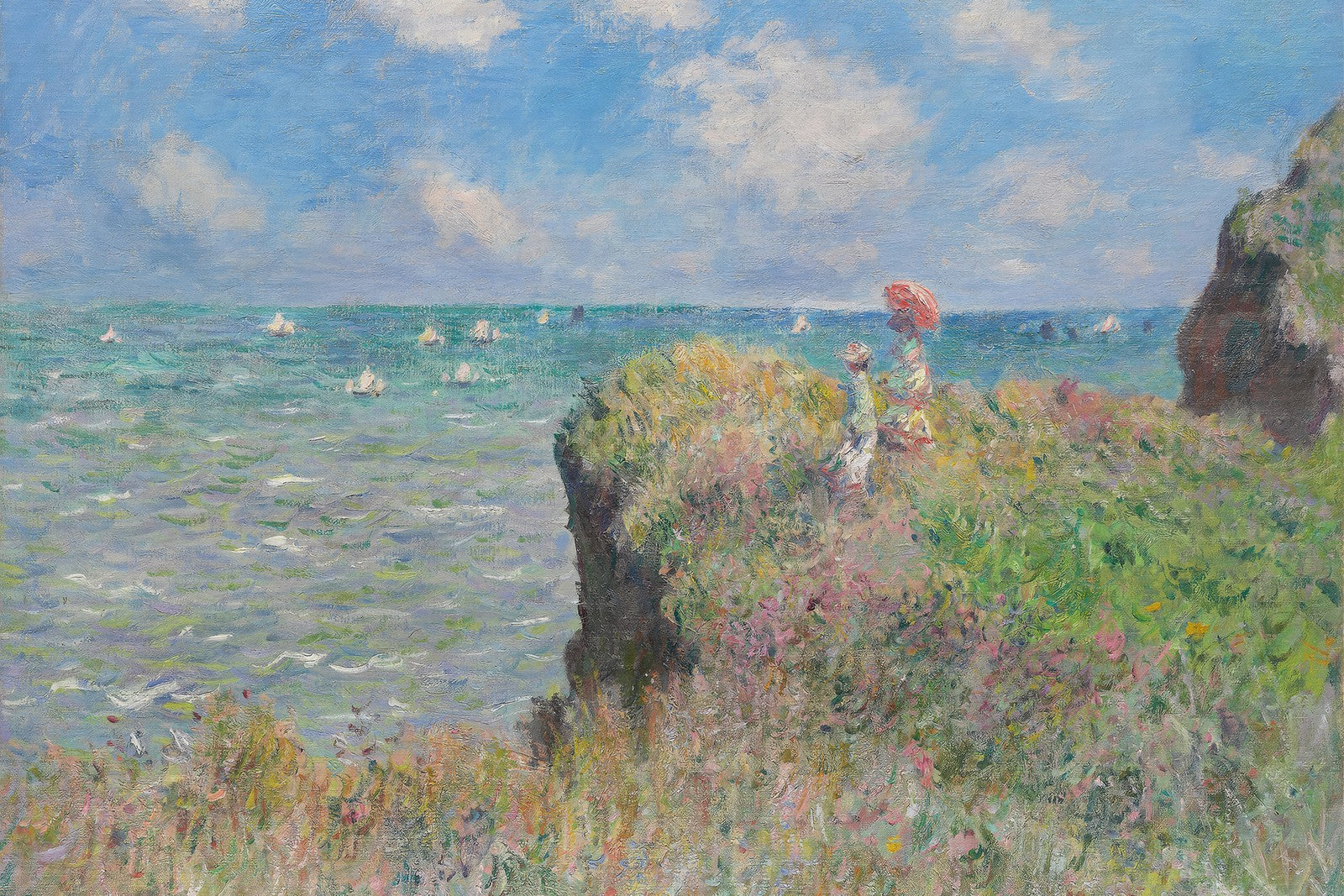 Claude Monet The Cliff Walk at Pourville, full painting