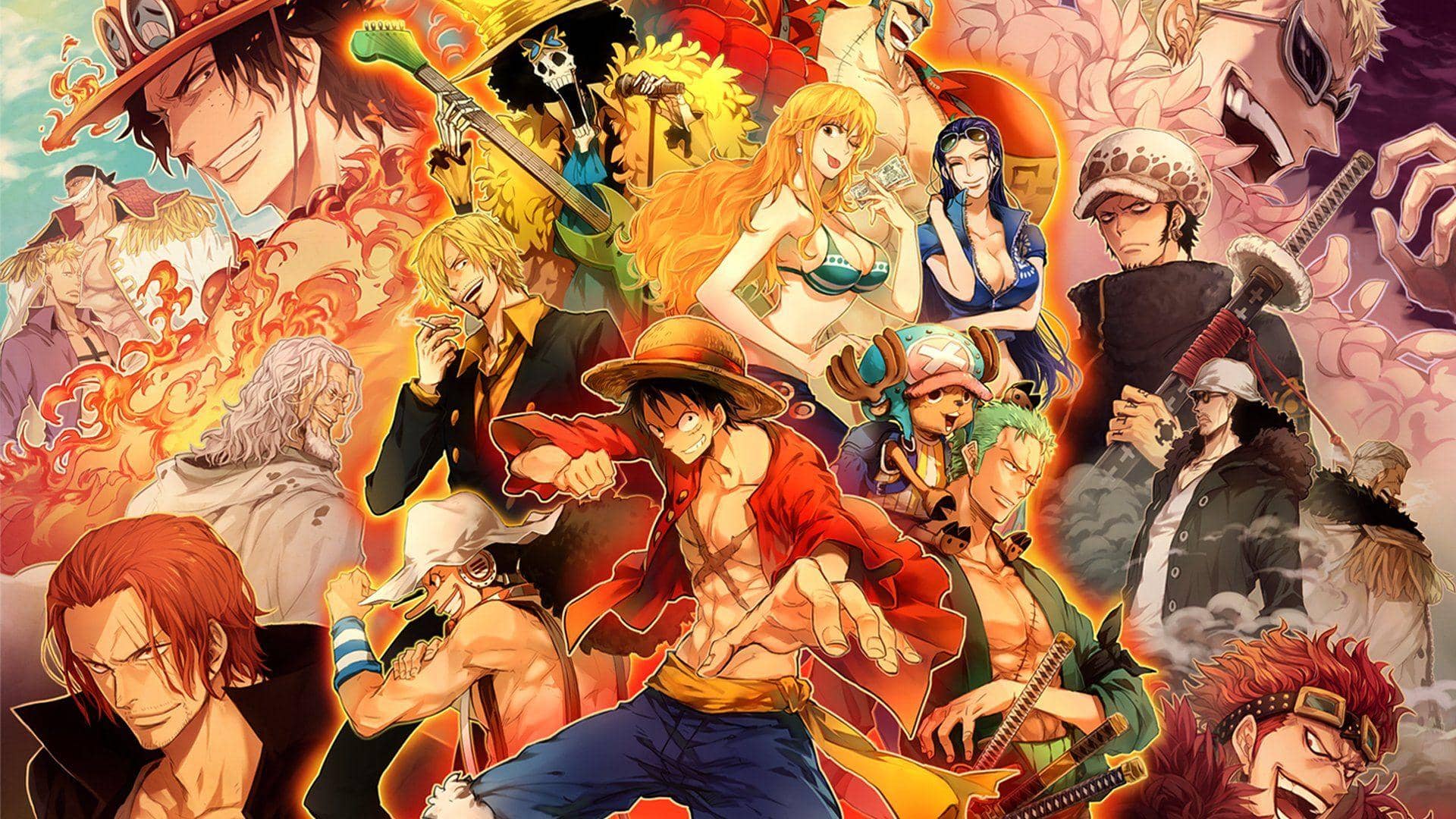 One Piece anime poster styled in an adult living space