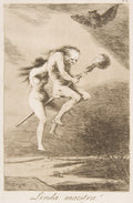 Goya witches on a broomstick — Pretty Teacher, Los Caprichos plate 68, whimsigoth wall art