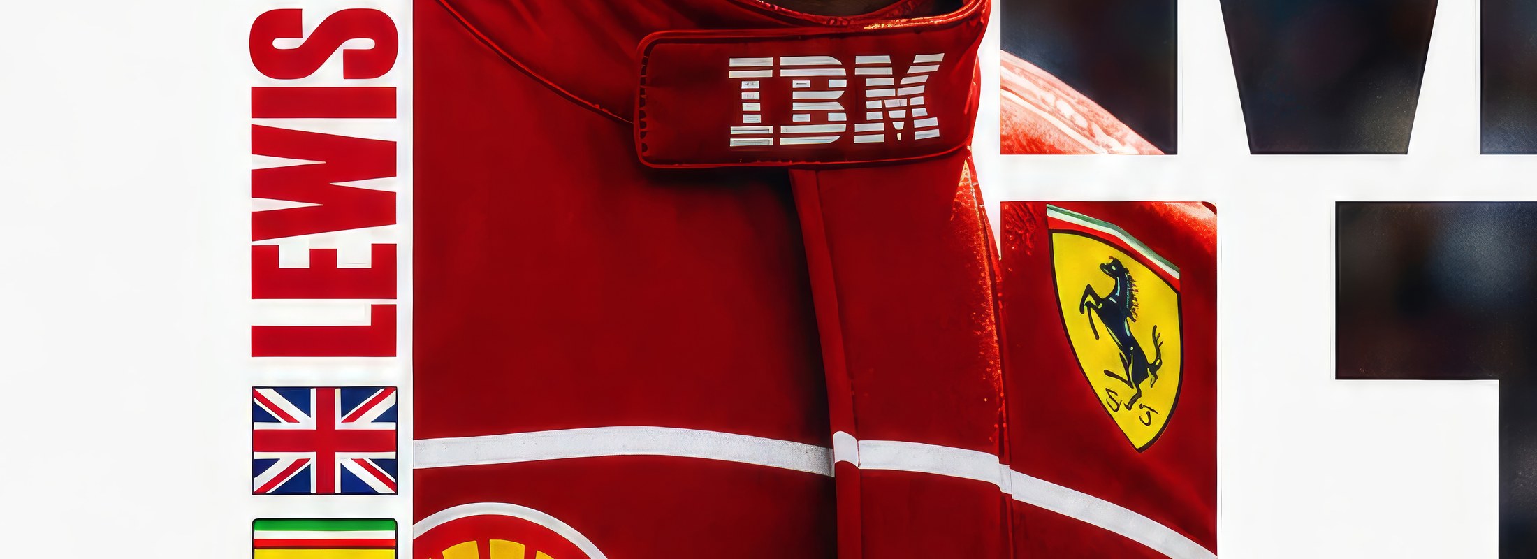 Lewis Hamilton Ferrari race suit — F1 poster detail