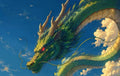 Shenron the dragon coiling through a blue sky — anime poster detail