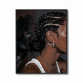 Framed Black Woman with Cornrow Braids print, the cover of the Black Art collection