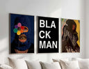 Artistic representation featuring bold colors and modern Afrocentric themes.
