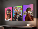 Close-up of colorful abstract art showcasing hands adorned with jewelry and floral elements.