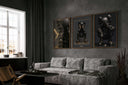 Image showcasing the full Abstract Gold Hypebeast Poster set against a stylish modern interior.