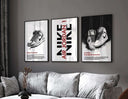 Abstract Modern Sneakerhead Poster Set of 3 with dynamic sneaker graphics and vibrant abstract backgrounds.