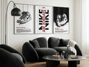 Abstract Modern Sneakerhead Poster Set of 3 showcasing sneaker art in striking colors and contemporary styles.