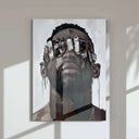 African American Men Wall Decor Set of 3 featuring abstract digital wall art of a man with reflective glasses in neutral tones, Haus of Prints.