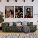 Close-up of Black Art Fashion Poster featuring colorful nails, ideal for chic interior designs.